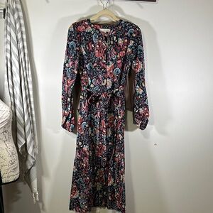 LOFT Multicolor Paisley Long Sleeve Dress size XS
